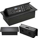 【PRISES MULTIPLES】Nos prises escamotables sont disponibles en différentes combinaisons : 2 prises CA, 3,5 ports audio, port réseau, VGA, HDMI et USB. Nos prises escamotables sont conçues pour alimenter une large gamme d'appareils et leurs multiples ports sont parfaits pour une utilisation en cuisine ou sur un plan de travail.