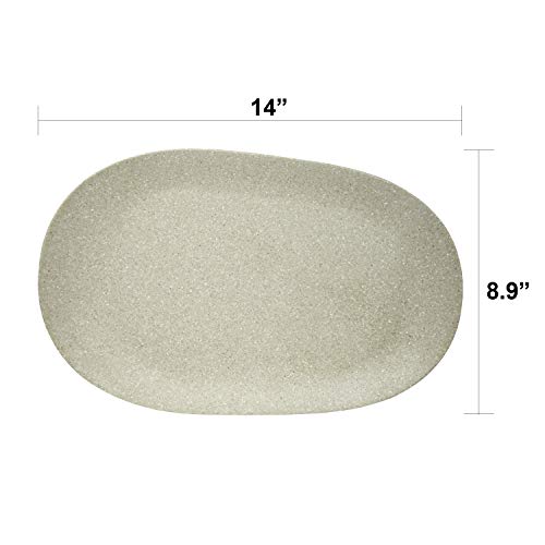Zak Designs Elements Melamine Serveware Set Includes Serving platters and Individual Bowls, Durable and BPA Free (White, 4-Piece Dinnerware Set, Service For 2)