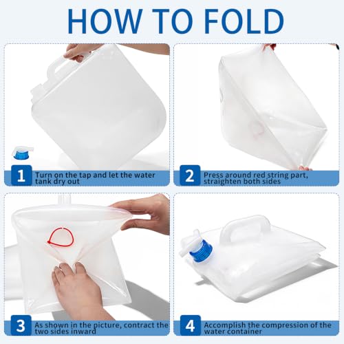 Nexboraque 2 Pack Contenedor plegable de 5.3 galones con grifo, recipiente portátil para almacenamiento de agua para camping, senderismo, mochila y emergencias, seguro para alimentos miniatura 5
