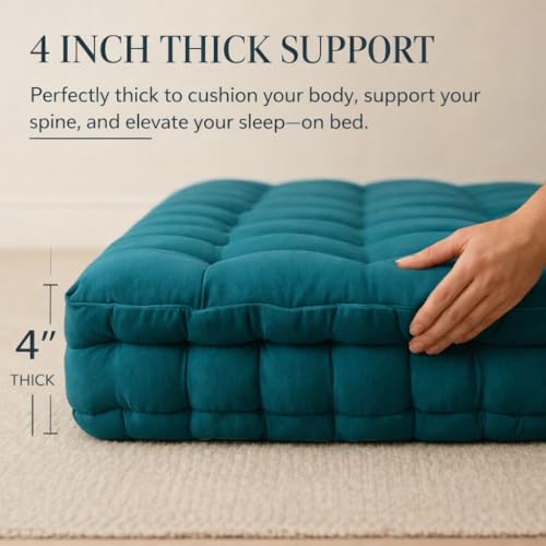 Image of Khadi Essential Cotton Gadda Mattress | Double Bed | 72x48x4.5 Inch | 100% Pure Cotton Fabric | Reversible | All Season Breathable | Soft & Firm | (Double)