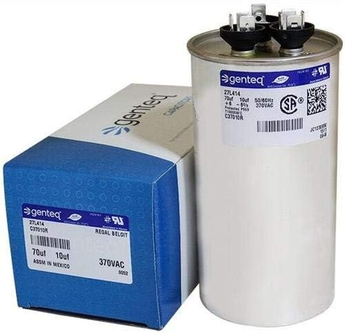 100335-22 - 70 + 10 uf MFD 370 Volt VAC - Lennox Round Dual Run Capacitor Upgrade