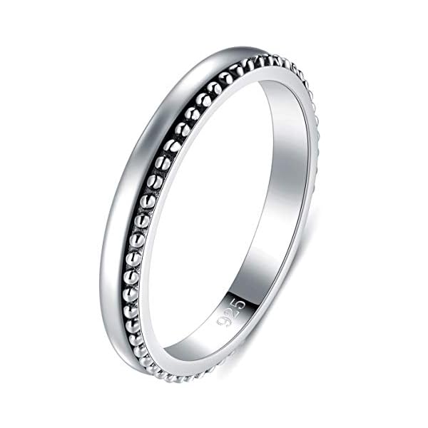 BORUO-925-Sterling-Silver-Ring-High-Polish-Thin-Beaded-Bali-Stackable-Tarnish-Resistant-Engagement-Wedding-Band-2mm-Ring-4-12 BORUO 925 Sterling Silver Ring High Polish Thin Beaded Bali Stackable Tarnish Resistant Engagement Wedding Band 2mm Ring Size 7.5