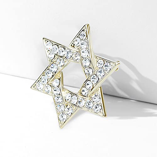 Image of Sparkle Crystal Star of David Brooch Pin Rhinestone Star Bouquet Brooch Pin Lapel Pins Spiritual Brooch Badge