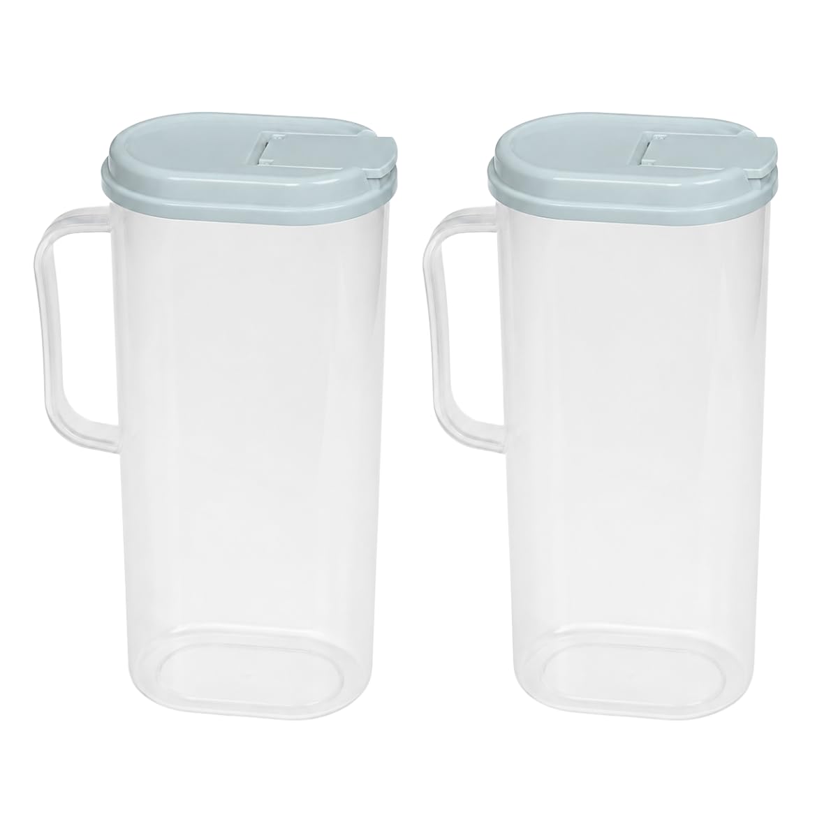 Set of 2 Blue Fridge Door Water Jug with Blue Lid, 1.8L Plastic Drinks Pitcher with Easy Pour Spout and Handle, for Juice, Water, Squash, Milk and Cold Drinks, 24.5 x 16 x 10 cm
