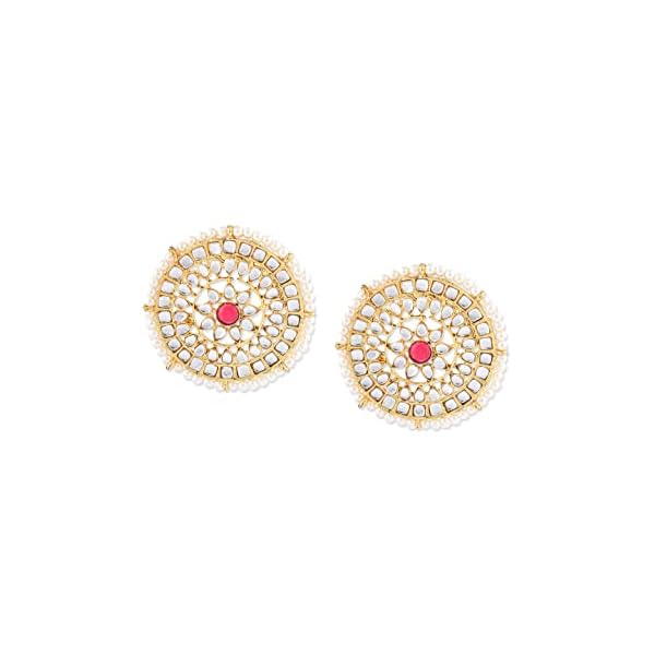 Zaveri Pearls Gold Tone Kundan & Pearls Circular Stud Earring For Women-ZPFK9082