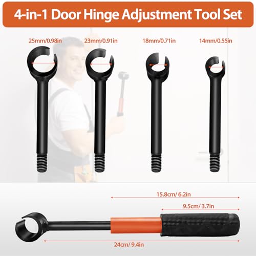 Image of Door Hinge Adjustment Tool Kit, 4 in 1 Hinge Gap Adjusting Wrench Set for Residential and Commercial Use, Door Gap Adjustment Tool, Heavy Duty Door Hinges Repair Wrench with Rubber Grip