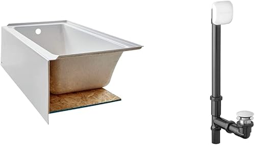 American Standard 2973202.011 - Delantal integral de estudio para bañera de drenaje izquierdo de 60 x 30 pulgadas, blanco ártico con drenaje