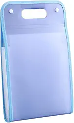 Pasta Sanfonada Plástica A4 com 13 Divisórias – Organizadora de Arquivos e Documentos, Portátil, com Alça e 2 Fechos de Pressão – Escolar e Escritório (Azul)