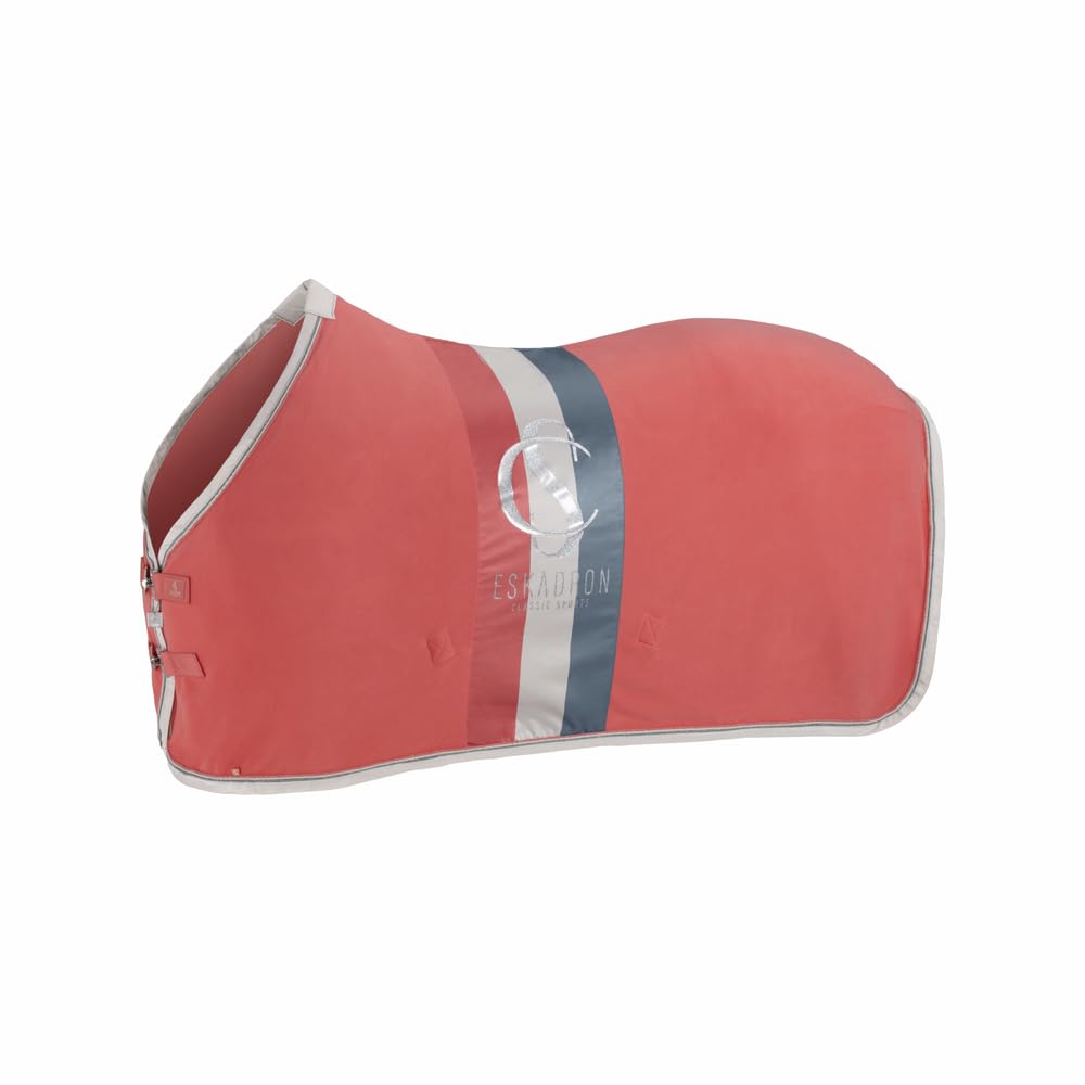 Manta polar de poni Eskadron en color Coral Blossom con diseño a rayas