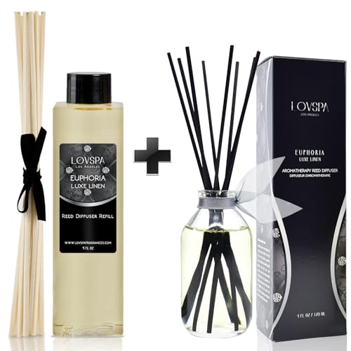 Difusor de varillas LOVSPA Luxe Linen con recarga 4 oz miniatura 1