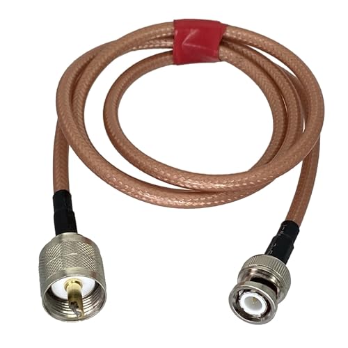 Kensut?n RG142 BNC�I�X�v���O - UHF PL259�I�X�v���O�R�l�N�^ �X�g���[�gRF�W�����p�[�s�O�e�[���P�[�u�� 6�C���`�`5m(5M)