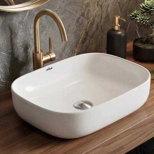 Image of ARQUIN ARQUIN Wash Basin for Bathroom Table Top Washbasin, Countertop Basin | Ceramic Washbasin Bathroom,Hotel | Living Room | Office Vanity Wash Basin (19.29x 15.35x5.12 Inch)