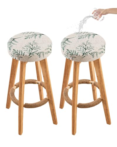 Image of CRFATOP 2 Pack Waterproof Bar Stool Covers Round Seat Slipcover,M,14 | 12-15 In Stretch Counter Cushion Protector, Washable, Pet Friendly, for Bar Kitchen Living Room Decor, No Cushion or Pad