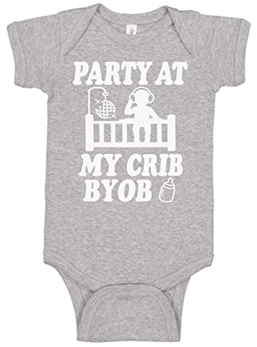 Image of Reaxion Funny Cute Baby Boy Girl Party At My Crib Bodysuits | Handmade Clothes For Infant Newborns