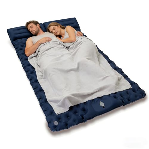 SNZ Colchoneta para acampar   Colchón de aire ultraligero, impermeable, para exteriores con bomba de pie y almohada, colchón anti ripstop para senderismo, playa, viaje, tienda de campaña