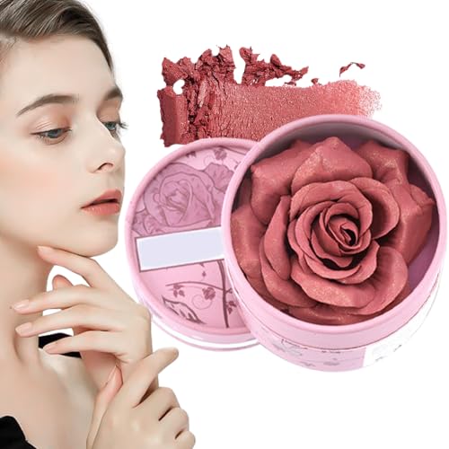 Teksome Rubor Rosa | Diseño 3D Con Pétalos Y Tamaño De Viaje,Polvo Compacto 3.5g Con Fragancia Natural Para Iluminador Y Sombra De Ojos Uso Diario Viaje Bodas Fotografía Estival