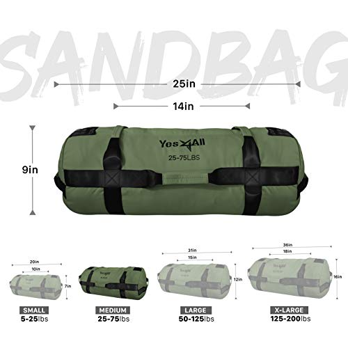 Yes4All Workout Sandbags, Heavy Duty Sandbags For Fitness, Conditioning, Mma & Combat Sports - Army Green - M #TOP4