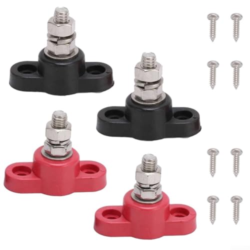 Bloque de terminales de batería adecuado para 12 V 24 V para uso solar y automotriz, solución segura de gestión de cables (M6-negro)