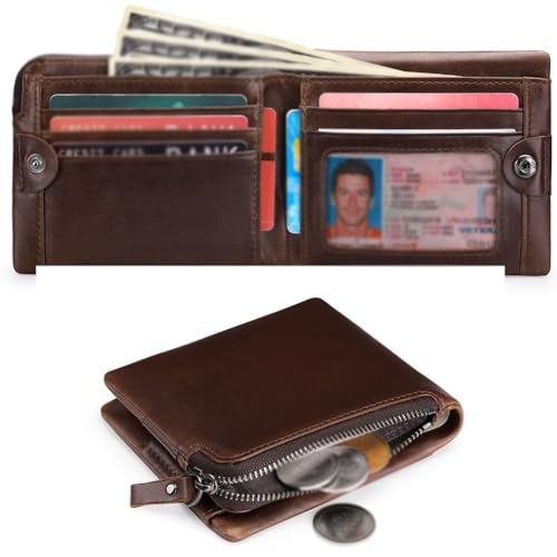 Wallet Anti-theft Brush Leather Short Wallet Multi-slot Vintage Zipper Money Clip3