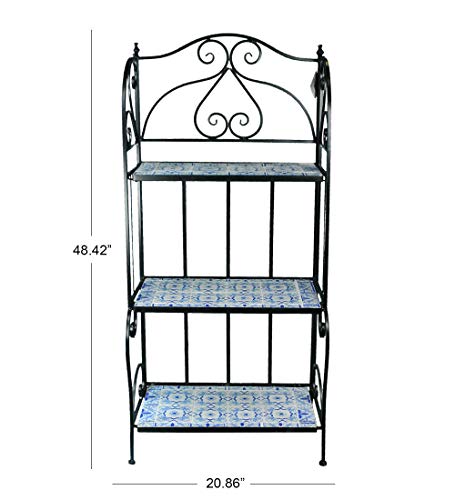 Essential Decor & Beyond Mandalay Iron Bakers Rack Indoor & Outdoor Flowers Decorative