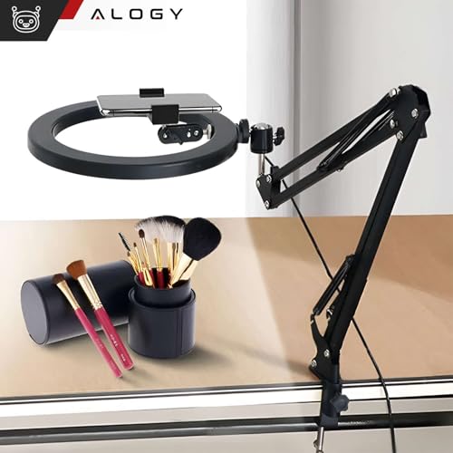 Alogy Lampa Pierścieniowa Led Alogy 10 Cal Fotograficzna Ring Do Makijażu Statyw Do Biurka Blatu Czarny