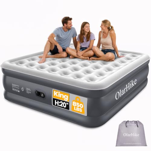 Image of OlarHike 20 inch H King Air Mattress with Built in Pump,Inflatable Bed, 850lb