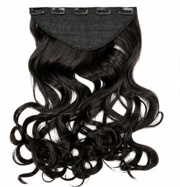 Image of ZAYA Curly Hair Extension for Women & Girls | 5 Clip Synthetic Wavy Hair 22 Inch | Natural Black Wig | Bridal & Party Use (350 G)
