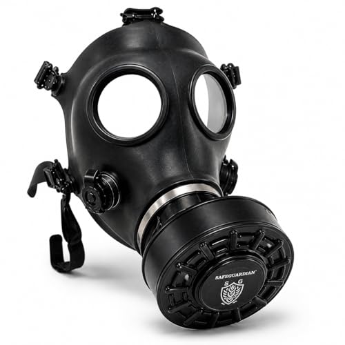 SafeGuardian Full Face Mask with Included 40mm Premium Filter | Anti-Fog Wide View Lens | Adjustable Head Harness | Paintball Airsoft Cosplay Training & Simulation