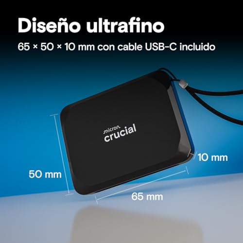 Crucial X9 SSD 1TB Portátil, hasta 1050MB/s, Compatible con PC, Mac, PlayStation y Xbox, Disco Duro Sólido Externo, USB-C 3.2 - CT1000X9SSD902 - Imagen 7