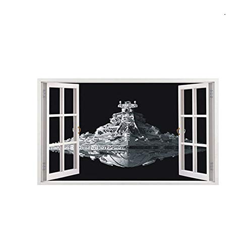 Fangeplus(TM DIY Removable 3D Window View Star War Spacecraft Art Mural Vinyl Waterproof Wall Stickers Kids Room Decor Nursery Decal Sticker Wallpaper38.1''x22.4''