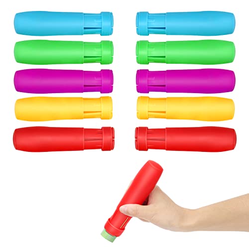 Windspeed Sidewalk Chalk Holder - 10 Pcs Railroad and Jumbo 1 Inch Plastic Holders for Kids Teachers Students School Office and Artists
