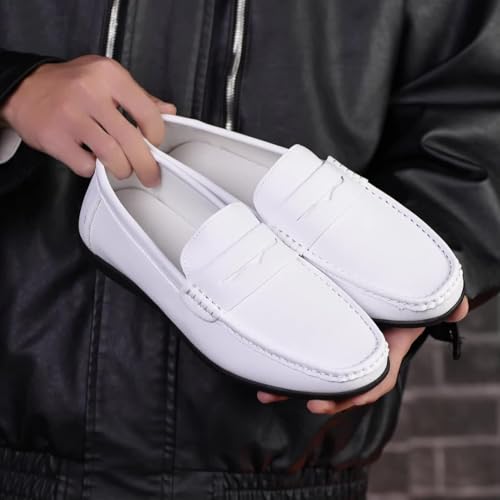 Men's Solid Colour Vintage Slip On Penny Loafer Shoes, Comfy Non Slip Durable Rubber Sole Formal Shoes for Men's Outdoor Activities4