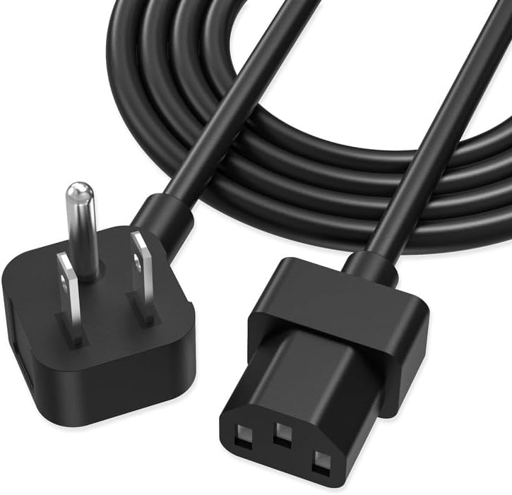 AGVEE Cable de alimentación de TV de 10 pies, en ángulo de 90 grados, en forma de L, listado ETL, cable de alimentación de CA de 3 clavijas de 18