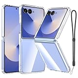 for Samsung Galaxy Z Flip 7 Case with Lanyard Wrist Strap,Clear Anti Yellowing Phone Cover, Ultra-Thin Slim Fit Hard PC Transparent Protective Case for Samsung Z Flip7,Clear