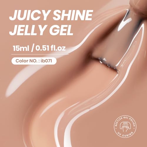 Image of Beetles Jelly Nude Gel Nail Polish - 15ml Sheer Translucent Neutral Brown Gel Polish Buildable Soak Off UV LED Nail Art Salon DIY Summer Manicure Gift for Women