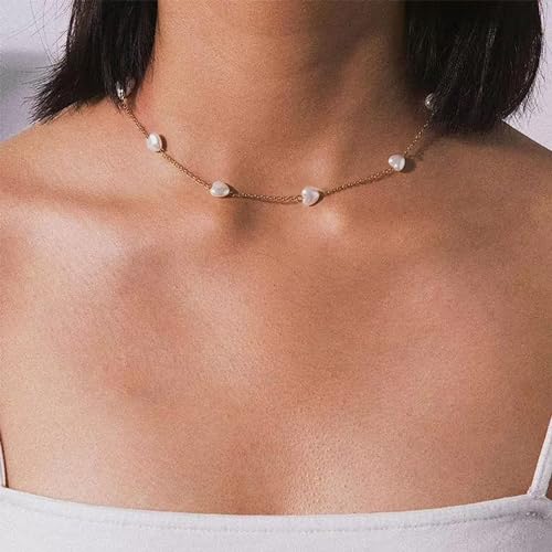 Image of SmileBelle Pearl Necklaces for Women, 18K Gold Choker