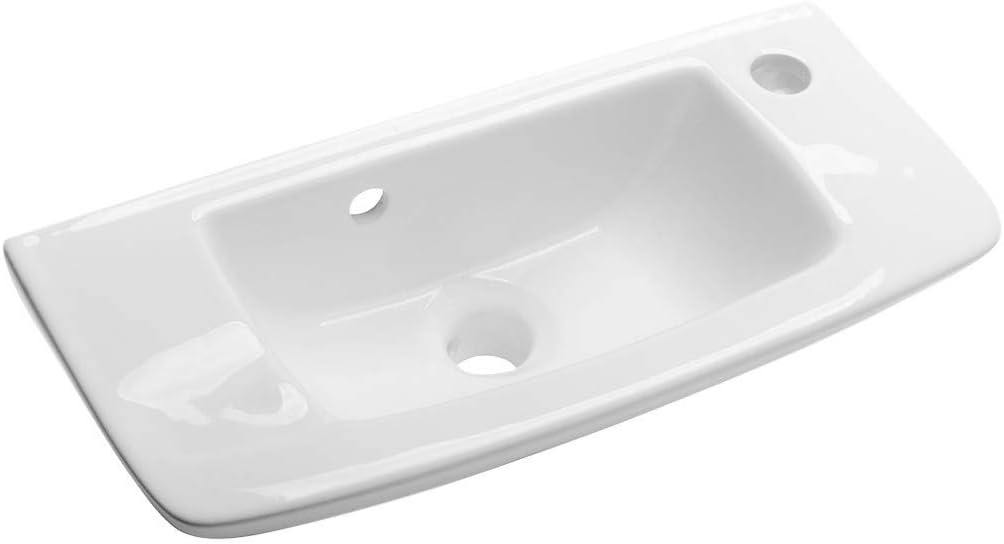Compact White Glazed Ceramic Wall-Mount Vessel Sink
