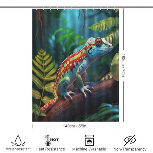Rideau de douche imperméable caméléon en tissu polyester lavable de 140x183 cm - 4