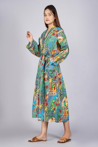 Image of Cotton Women Stylish Printed Kimono, Bath Robe,Night Wear Suit,Swim Wear, Night Dress, Beach Wear