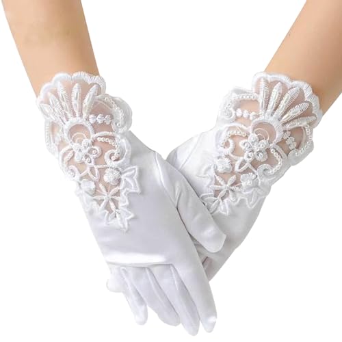Wedding Flower Girls Gloves Bridesmaid Child Short Satin Gloves Fancy Costume Princess Gloves