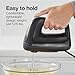 Proctor Silex Easy Mix 5-Speed Electric Hand Mixer with Bowl Rest, Compact and Lightweight, 215 Watts of Peak Power, Storage Case, Black (62512)