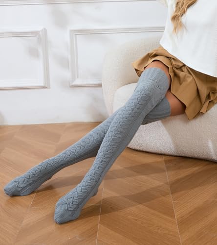 Image of Women's Thigh High Knitted Winter Boot Socks Vintage Extra Long Leg Warmer Over Knee High Stockings