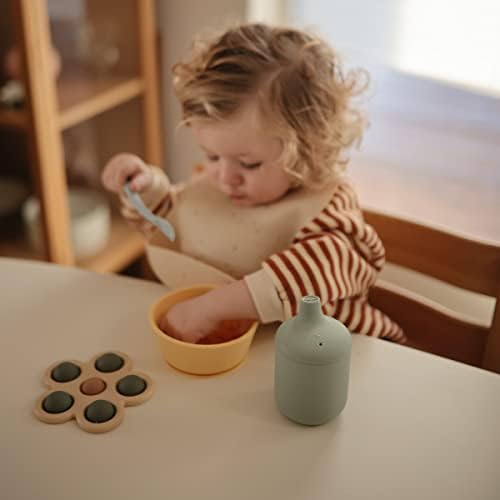 Mushie Silicone Sippy Cup | 6+ Months First Cup | 175 mL | Toddler & Baby Trainer Cup | Spill & Leak Proof | Non-Slip Handles | BPA Free | Food Grade Silicone | Powder Blue