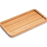 Bamboo Vanity Tray - Bathroom Decor Organizer for Counter - Modern Home Decor Organization Set for Soap Dispenser Candle Jewellery Perfume - 12in x 6in