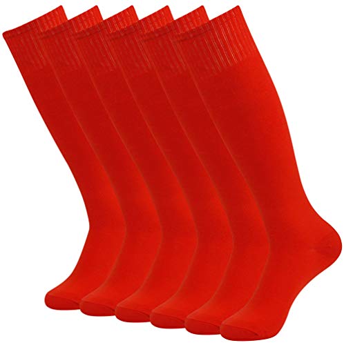 Chaussettes de football montantes à rayures rouges, modèle extensible taille unique