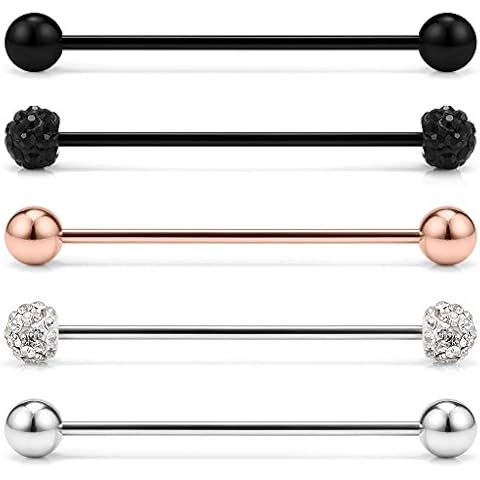 Ruifan Crystal Ball Industrial Barbell Earrings Cover