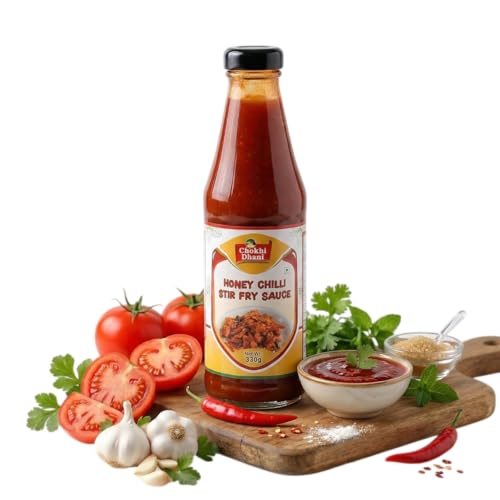 Image of Chokhi Dhani Honey Chilli Sauce 330g | Sweet & Spicy Indo Chinese Stir Fry Sauce | Cooking & Dipping Sauce for Noodles, Fried Rice, Burgers & Wraps | Bold Flavour