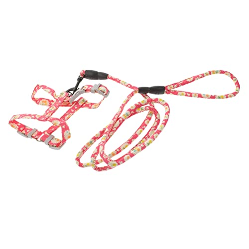 HOLIDYOYO Adjustable Cat Harness and Leash Escape Pet Safety Belt for Comfortable Walking Durable Design Suitable for Cats Fashionable Floral Pattern for Outdoor Adventures