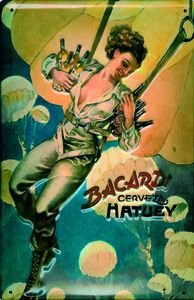 Cartel Art Deco Bacardi poster vintage de mujer para coleccionismo y decoración interior