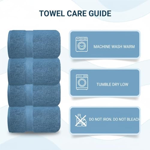 Image of Sulfar 100% Combed Cotton, Quick Drying Highly Absorbent Thick Bathroom Towels, Luxury Bath Towel Set (Pack of 4, 70 X 140 cm) - 600 GSM (Dark Blue)